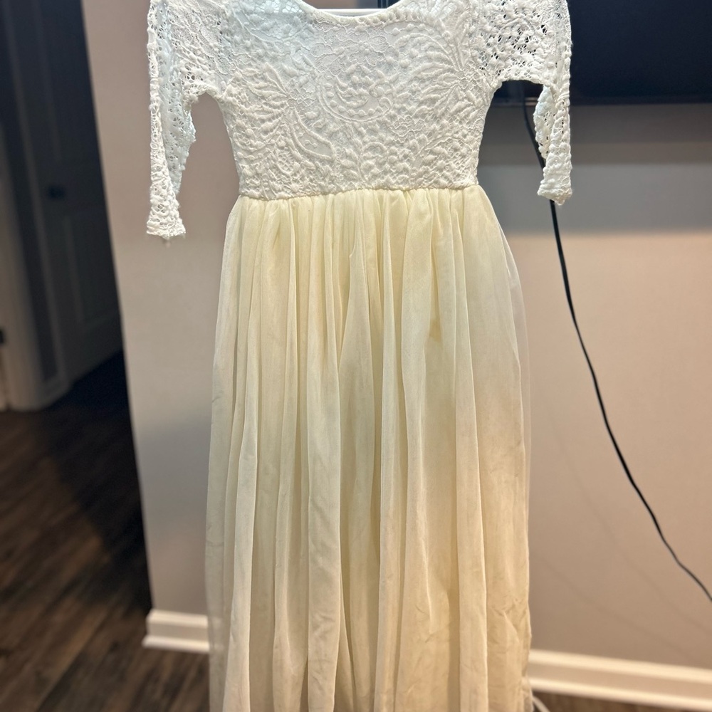 Elegant Cream Lace Kids Dress